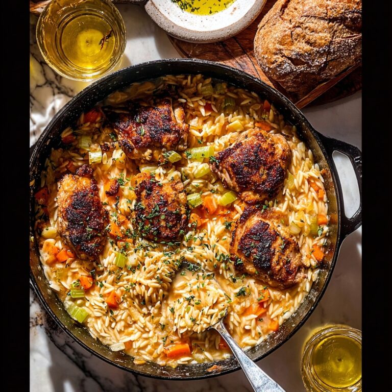 One Pot Mustard Chicken and Orzo Recipe