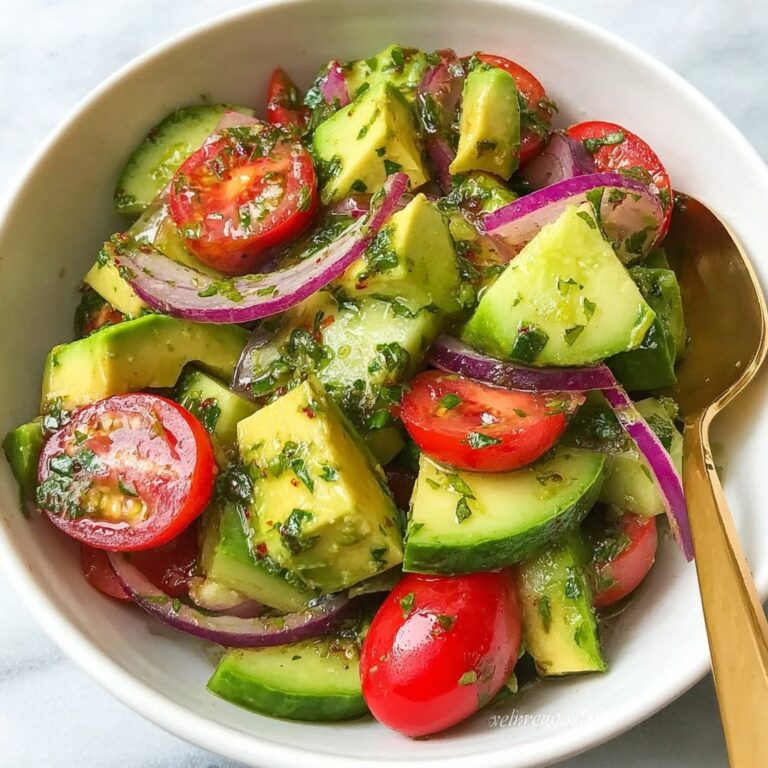 Avocado Salad with Cherry Tomatoes, Cucumber, and Lime Dressing Recipe