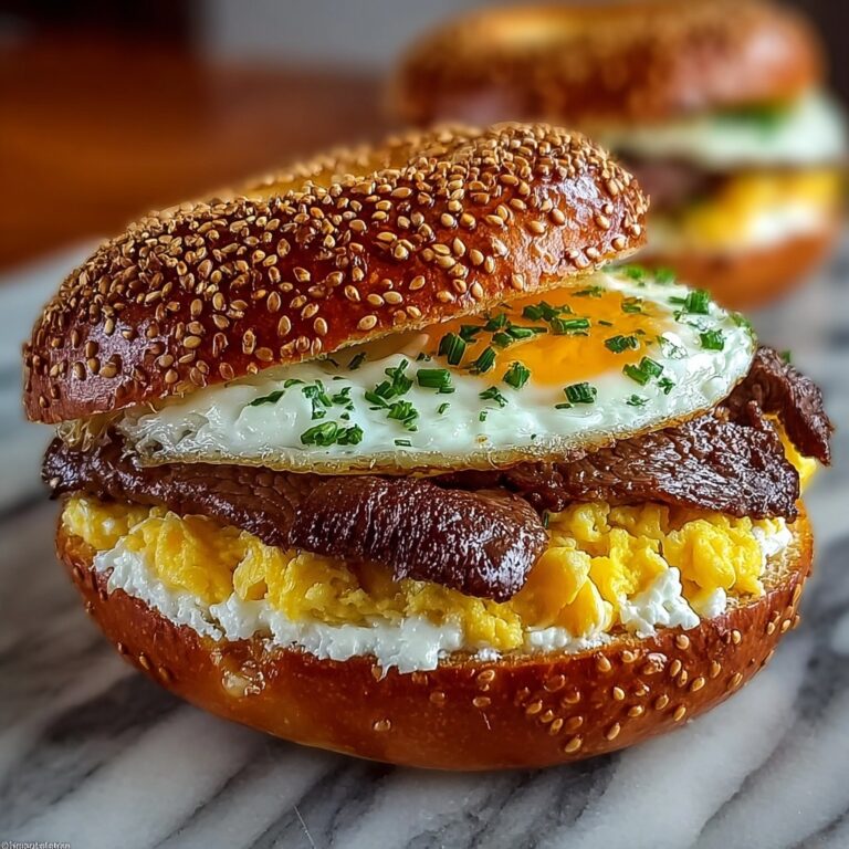Steak Egg Cheese Bagel Sandwiches with Dill Mayo Recipe