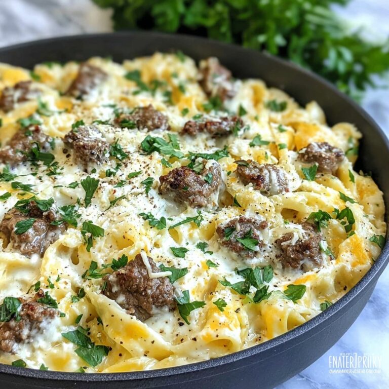 Steak & Cheddar Ranch Pasta Skillet Recipe