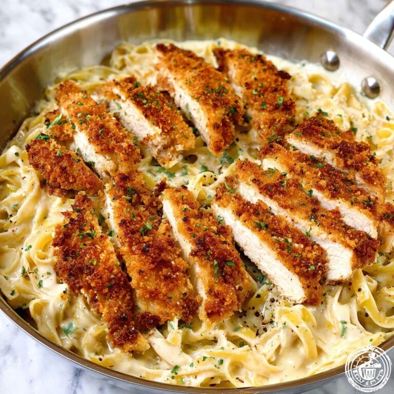 Crispy Breaded Chicken Fettuccine Alfredo Recipe