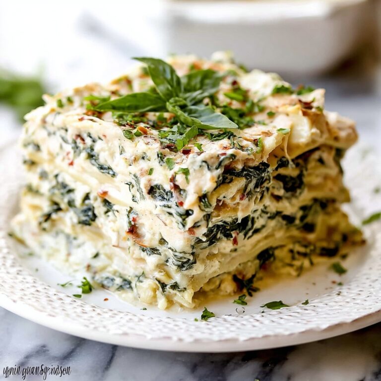 White Chicken Lasagna with Spinach and Artichokes Recipe