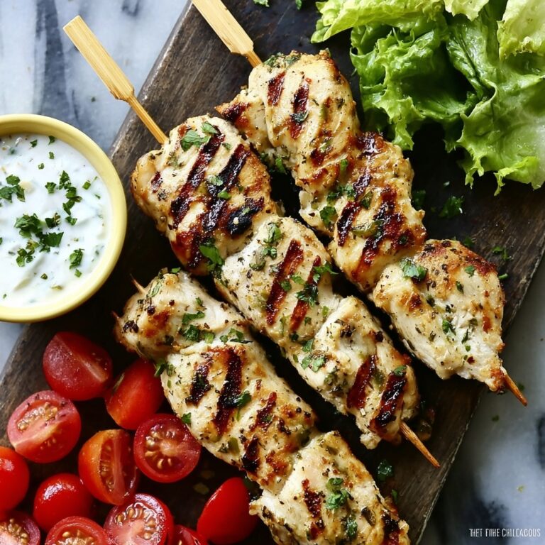 Grilled Chicken Souvlaki with Tzatziki and Fresh Vegetables Recipe