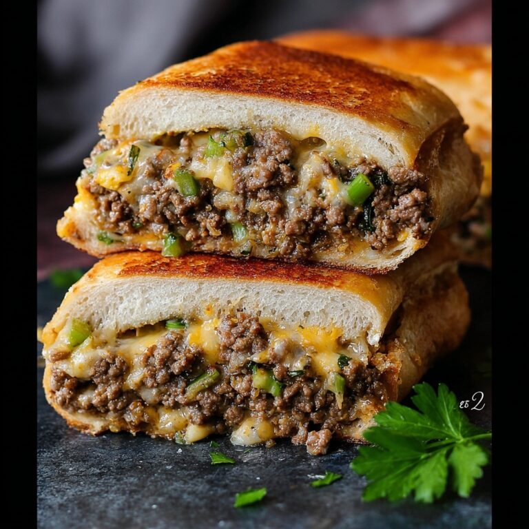 Stuffed French Bread with Cheddar and Ground Beef Recipe