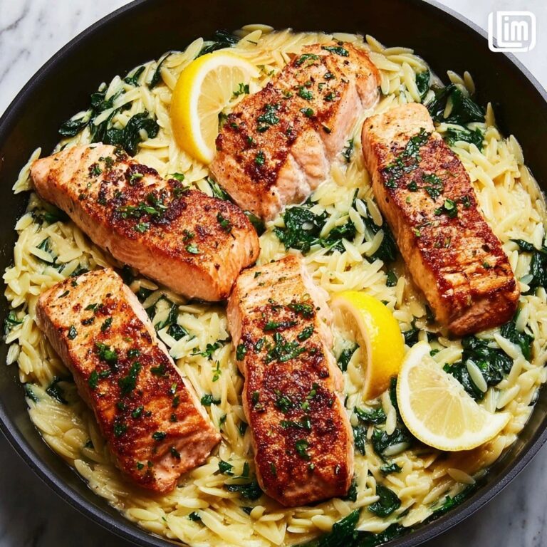 One Skillet Salmon with Lemon Orzo: Quick & Tasty Dinner Bliss Recipe