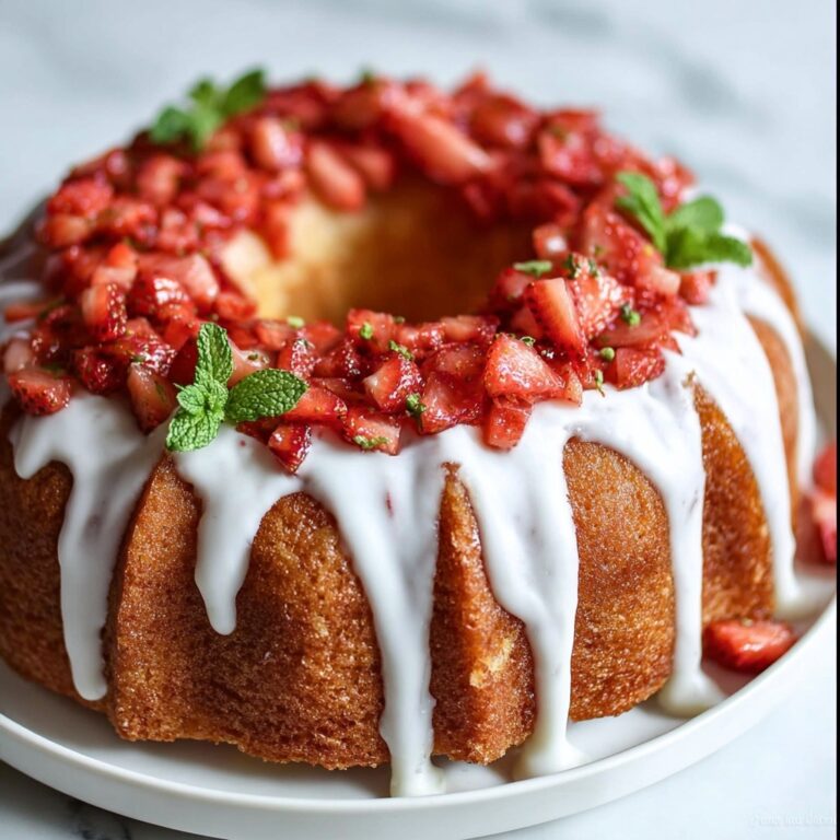 Strawberry Pound Cake with Glaze and Fresh Garnish Recipe