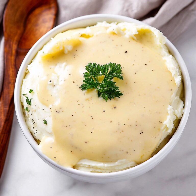 Garlic Parmesan Mashed Potatoes with Homemade Gravy Recipe