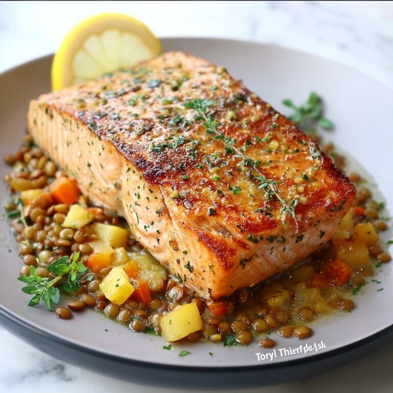 Salmon with Braised Lentils Recipe