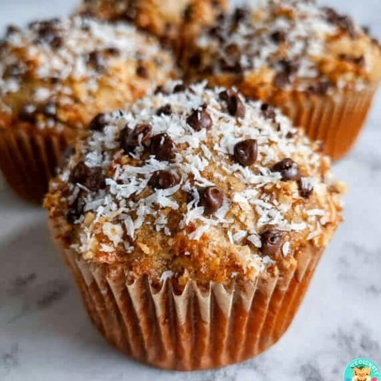 Monkey Muffins with Banana, Coconut, and Chocolate Chips Recipe