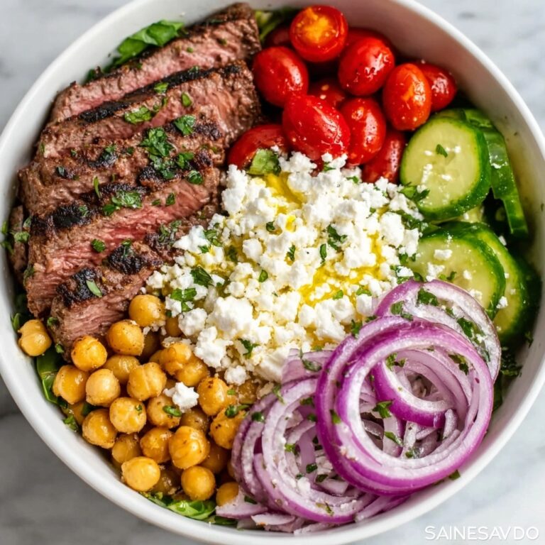 Mediterranean Steak Bowl with Tzatziki and Fresh Veggies Recipe
